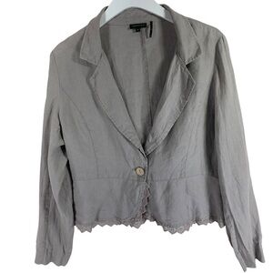 TRICOTTO Gray Women's 100% linen Jacket size medium